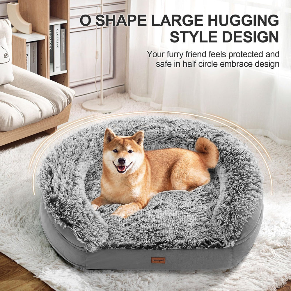 Iweepet gray oval dog bed blends with home decor.
