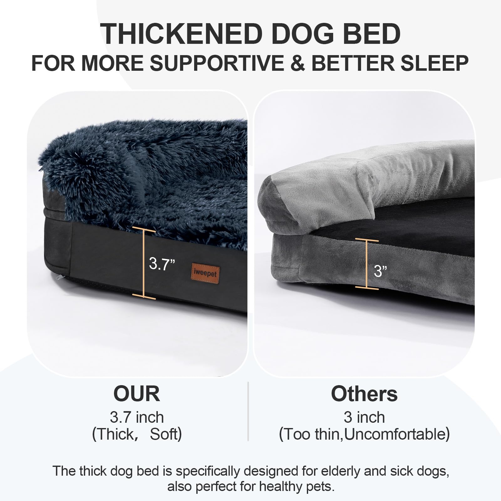 Iweepet half-round design from the side supports secure snooze for seniors