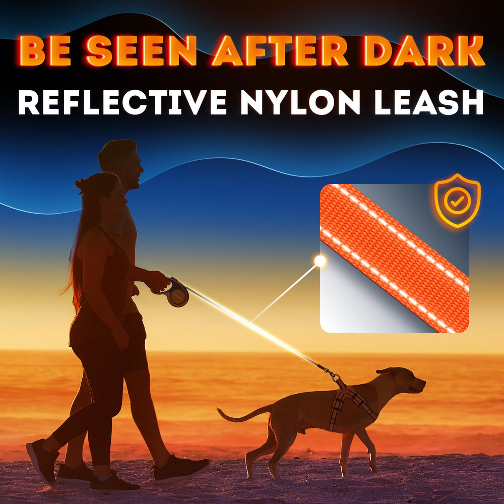 IWOOFI orange leash fits dogs up to 110 lbs for daily outings.