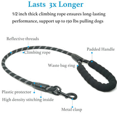 Heavy-duty rope and nylon bungee deliver durable, easy-to-clean performance for active dogs.