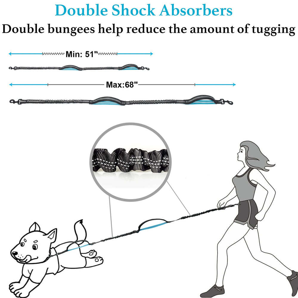iYoShop shock-absorb bungee dog leash reduces pulls during walks