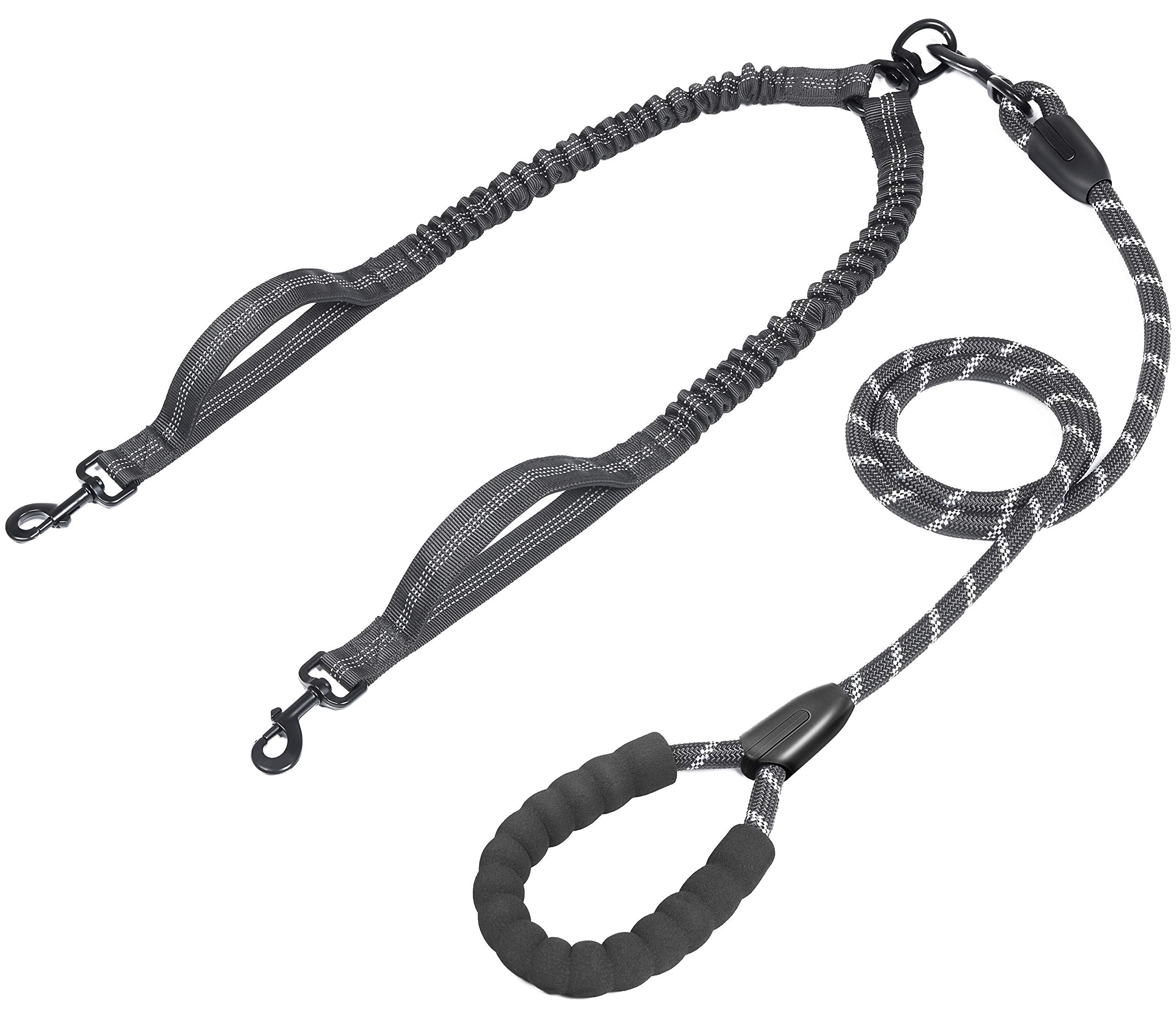 iyopets Double Dog Leash with traffic handles for steady crowd control.