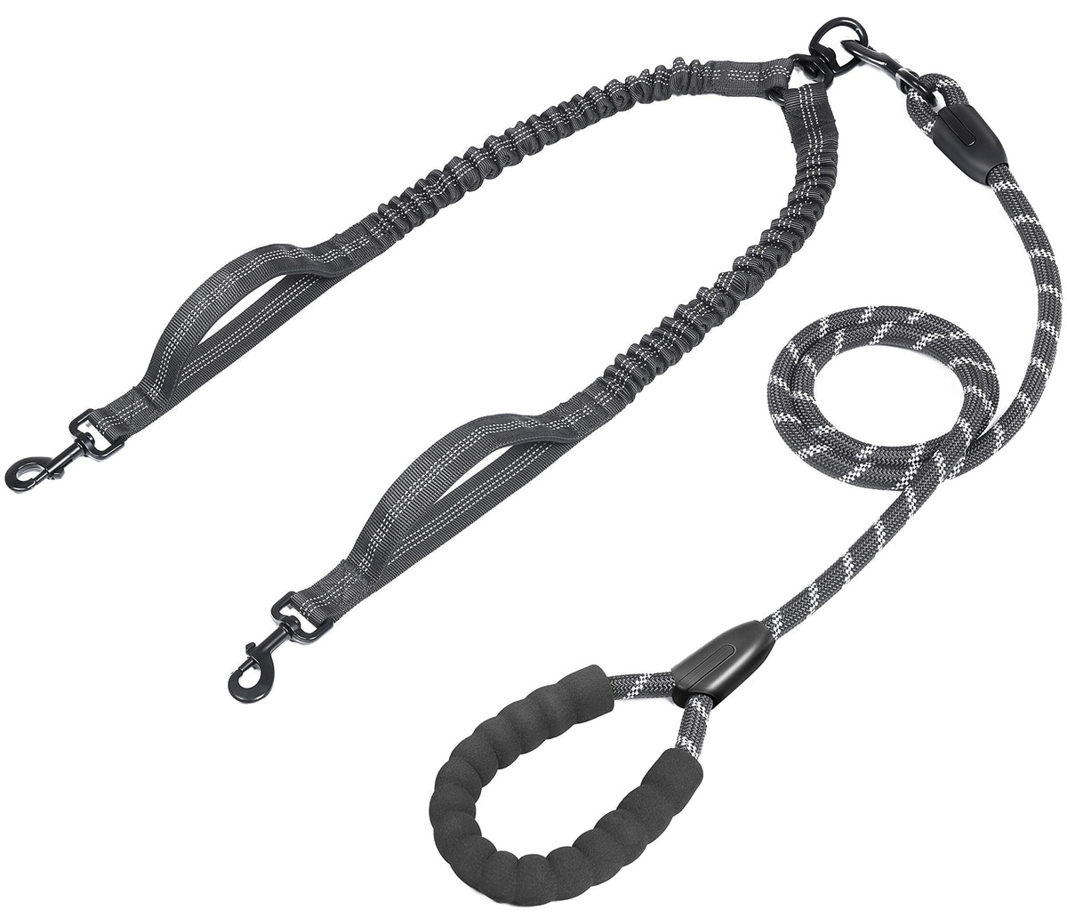 iyopets Double Dog Leash with traffic handles for steady crowd control.