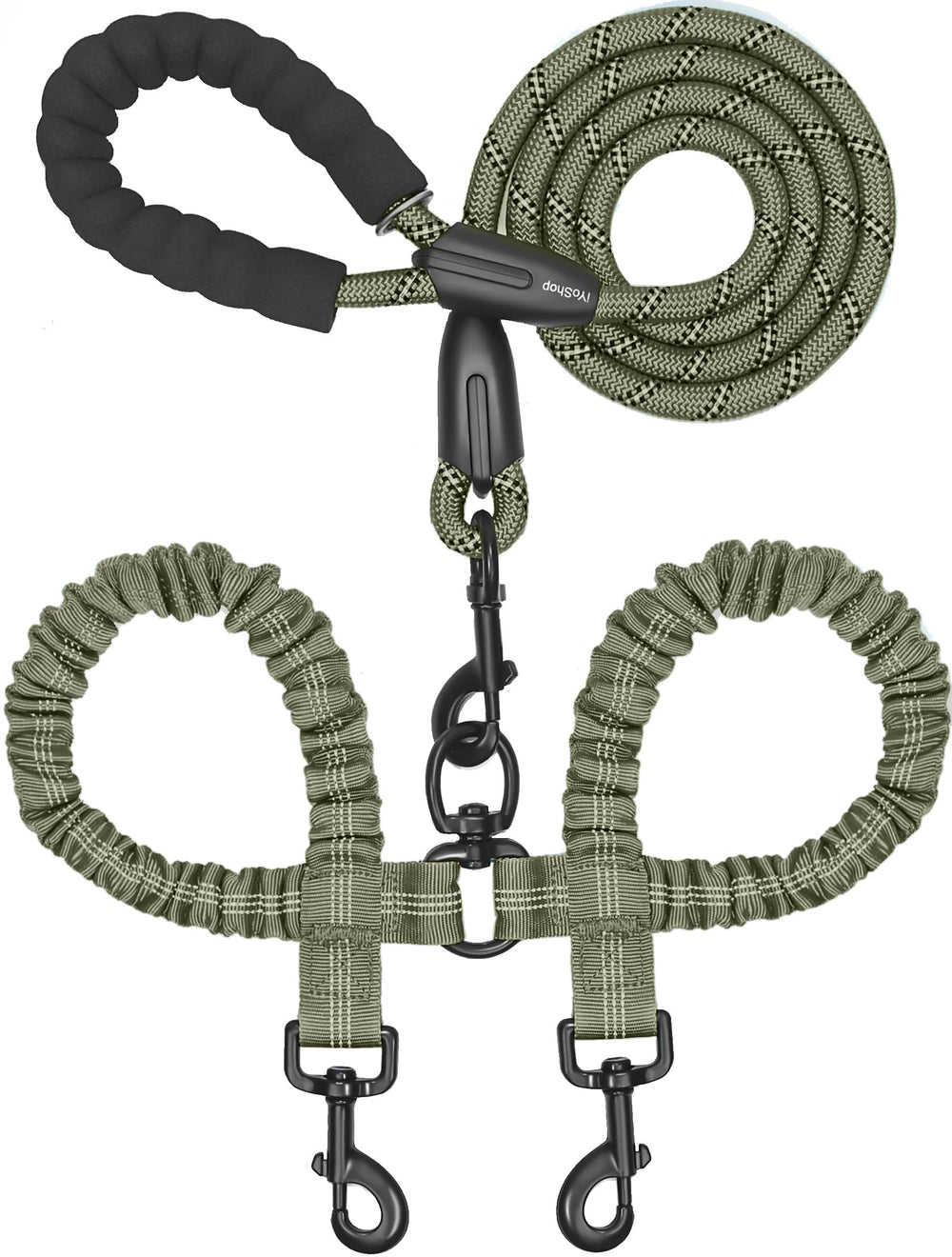 iYoShop Dual Dog Leash with 360° swivel for tangle-free walking