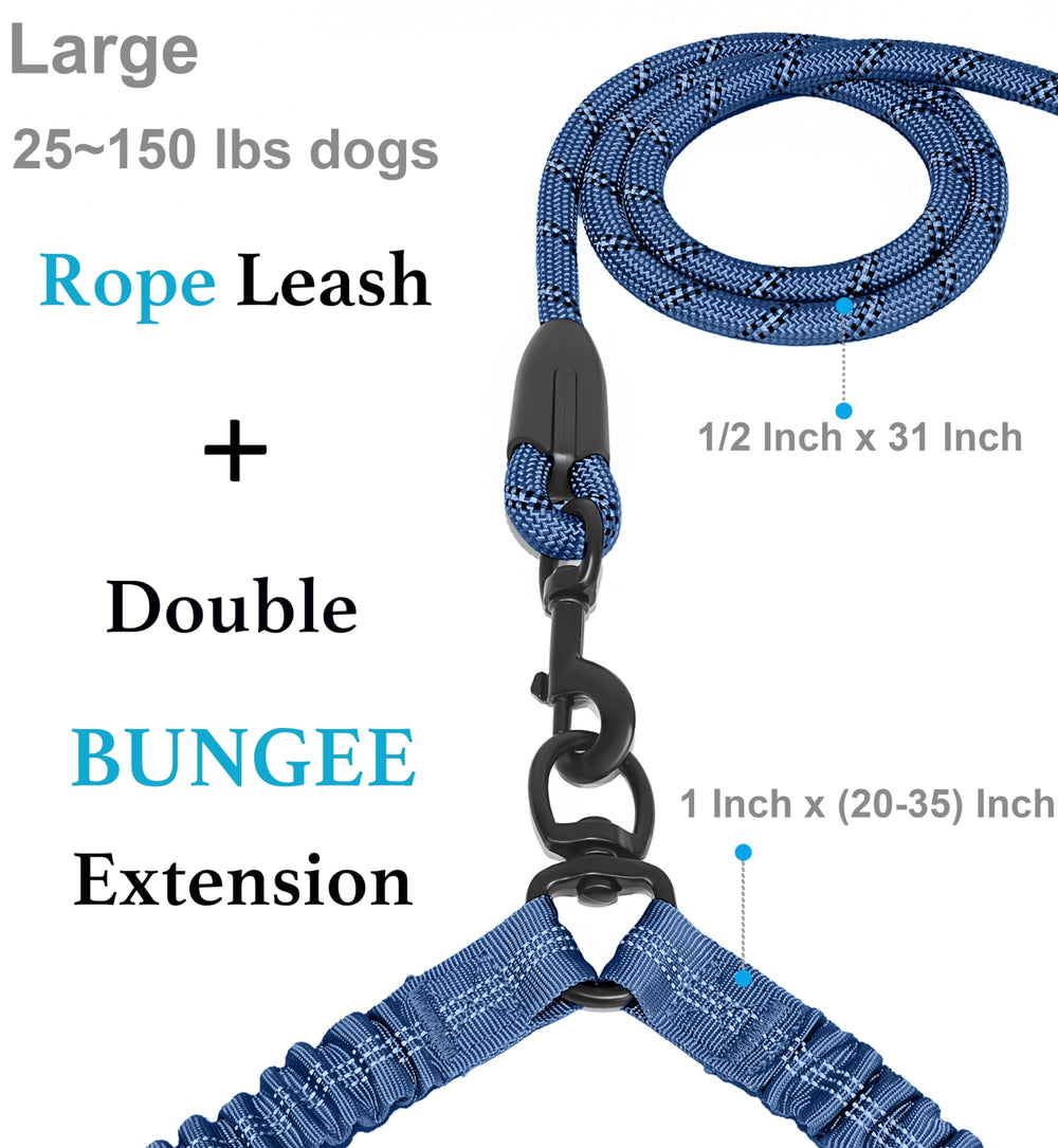 iYoShop Dual Dog Leash bungee extension absorbs shock for energetic dogs
