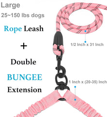iYoShop Dual Dog Leash with bungee extension for smooth, shock-absorbing walks.