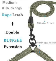iYoShop Dual Dog Leash with double bungee extension provides 20–35 inches of flexible space.