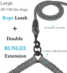 iYoShop Dual Dog Leash with bungee extension absorbs shocks for active dogs