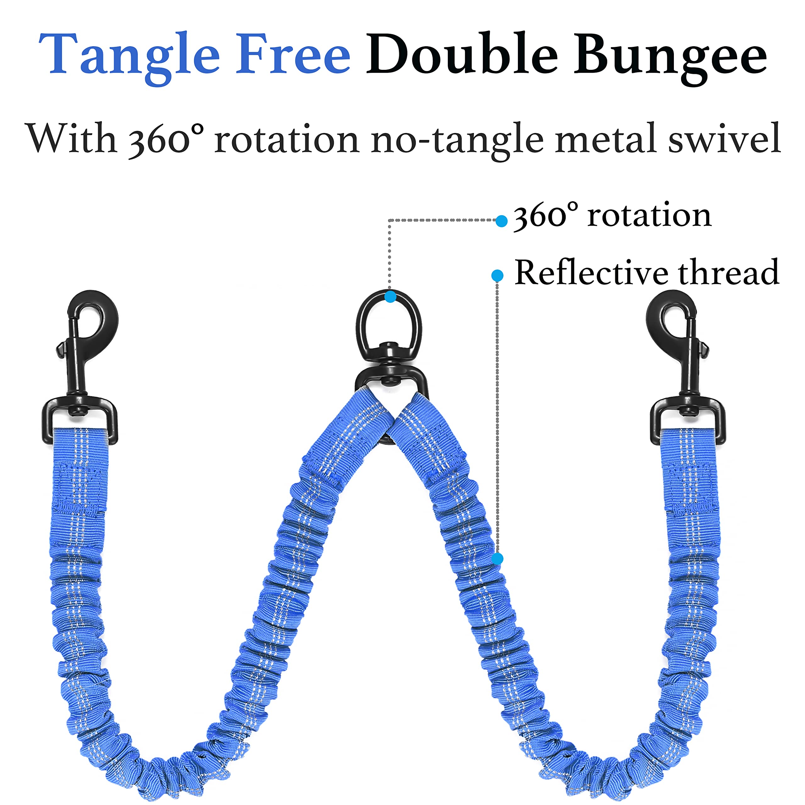 iYoShop Dual Dog Leash comfort padded handles for long walks