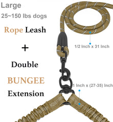 iYoShop Dual Dog Leash showing double bungee extension for flexibility