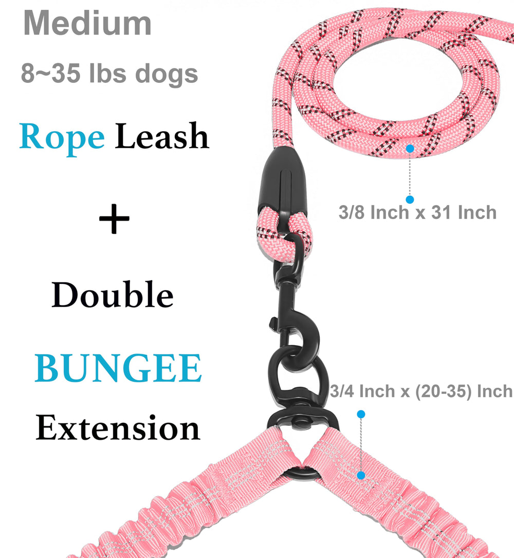 iYoShop Dual Dog Leash doubles bungee extension for adjustable length and active dogs.