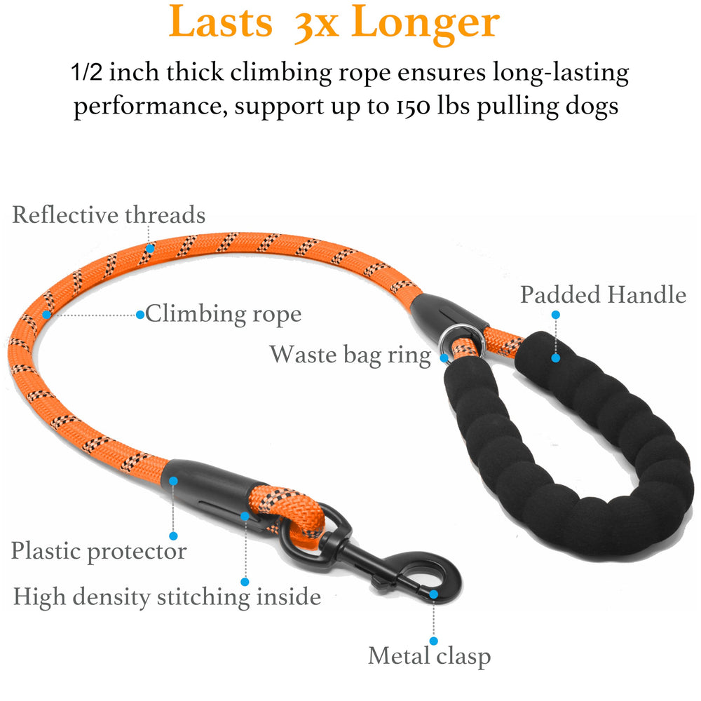 iYoShop Dual Dog Leash heavy-duty rope and nylon bungee for durable, easy cleaning.