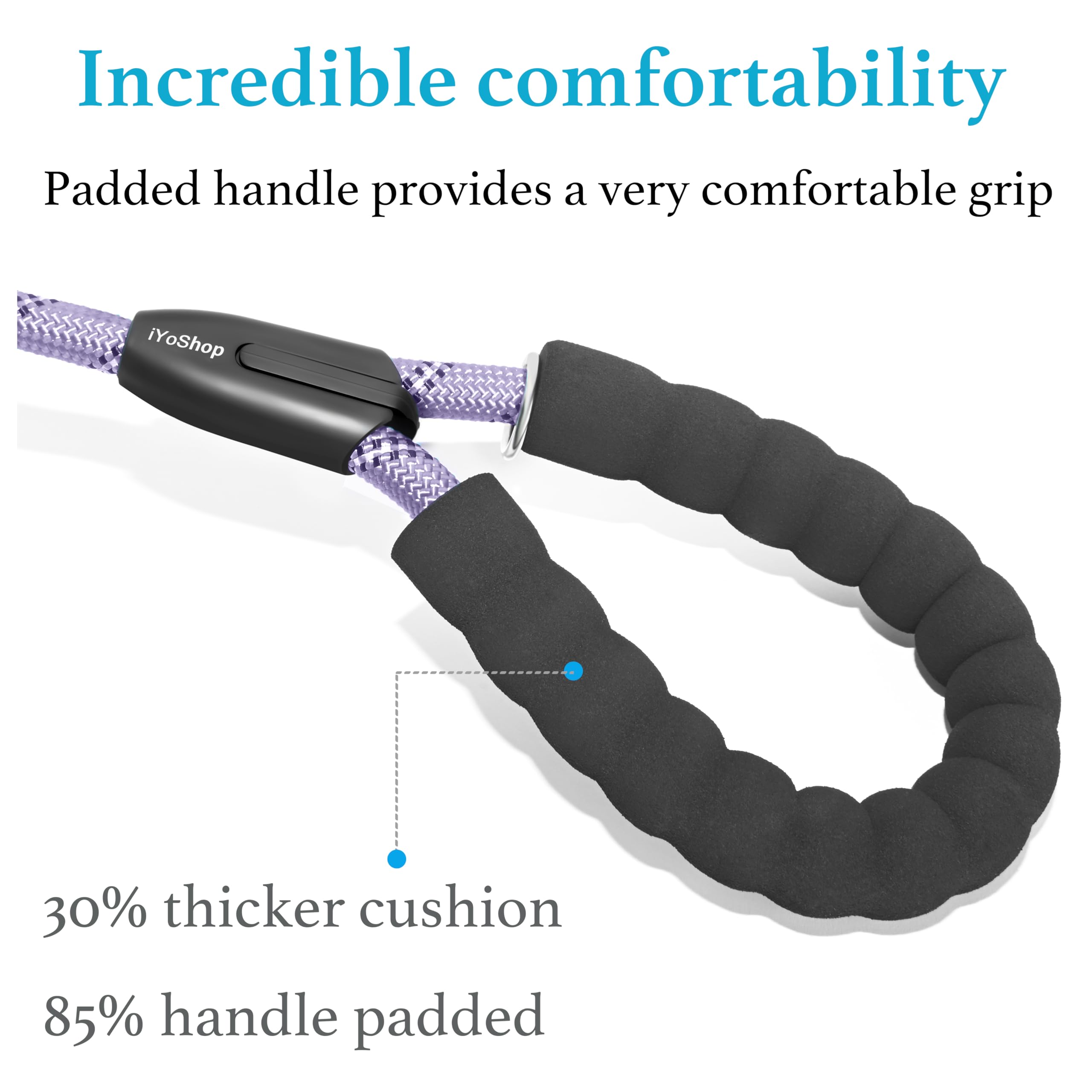 iYoShop Dual Dog Leash padded handles offer a comfortable grip.