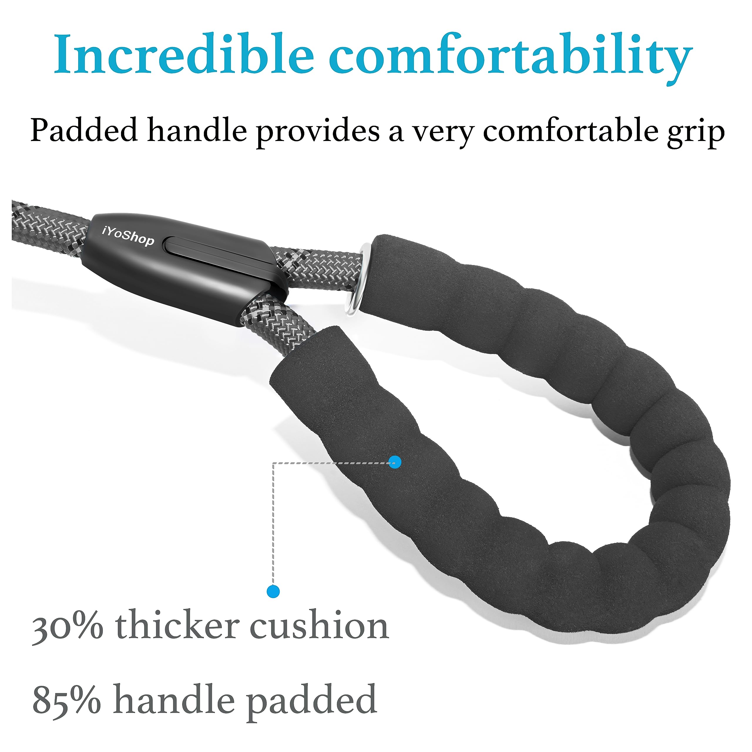 iYoShop Dual Dog Leash padded handles provide comfortable grip and protection