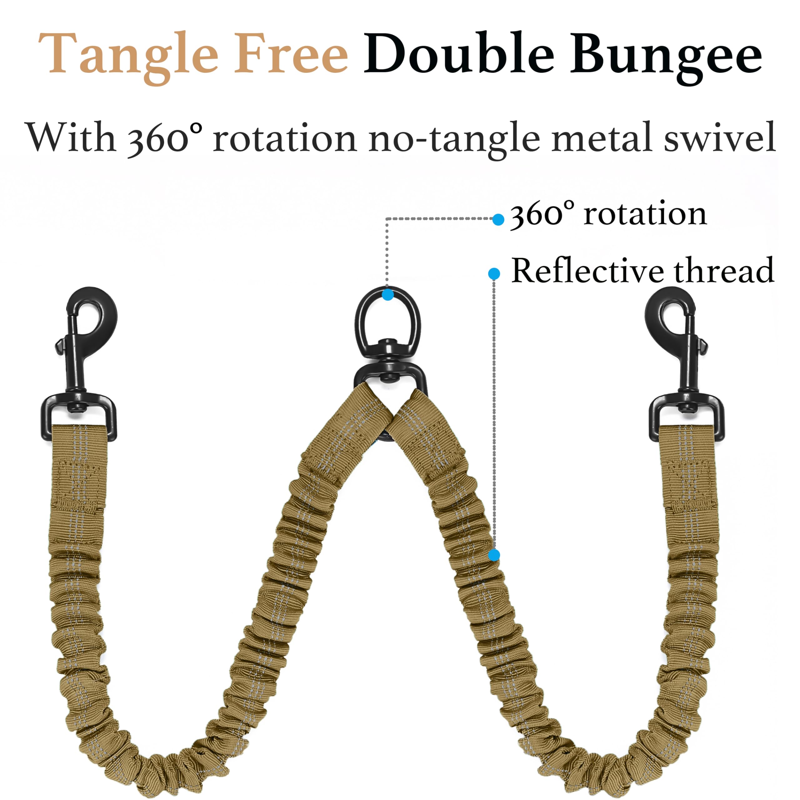 iYoShop Dual Dog Leash padded handles for comfortable grip