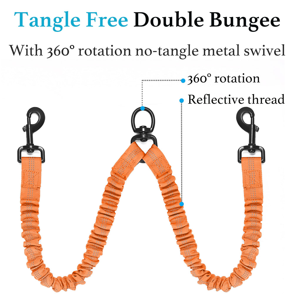 iYoShop Dual Dog Leash shock-absorbing extension reduces pulling for energetic dogs.