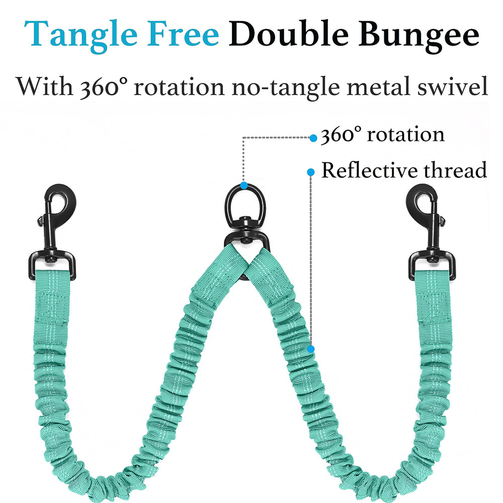 iYoShop teal color dual dog leash for outdoor walks.
