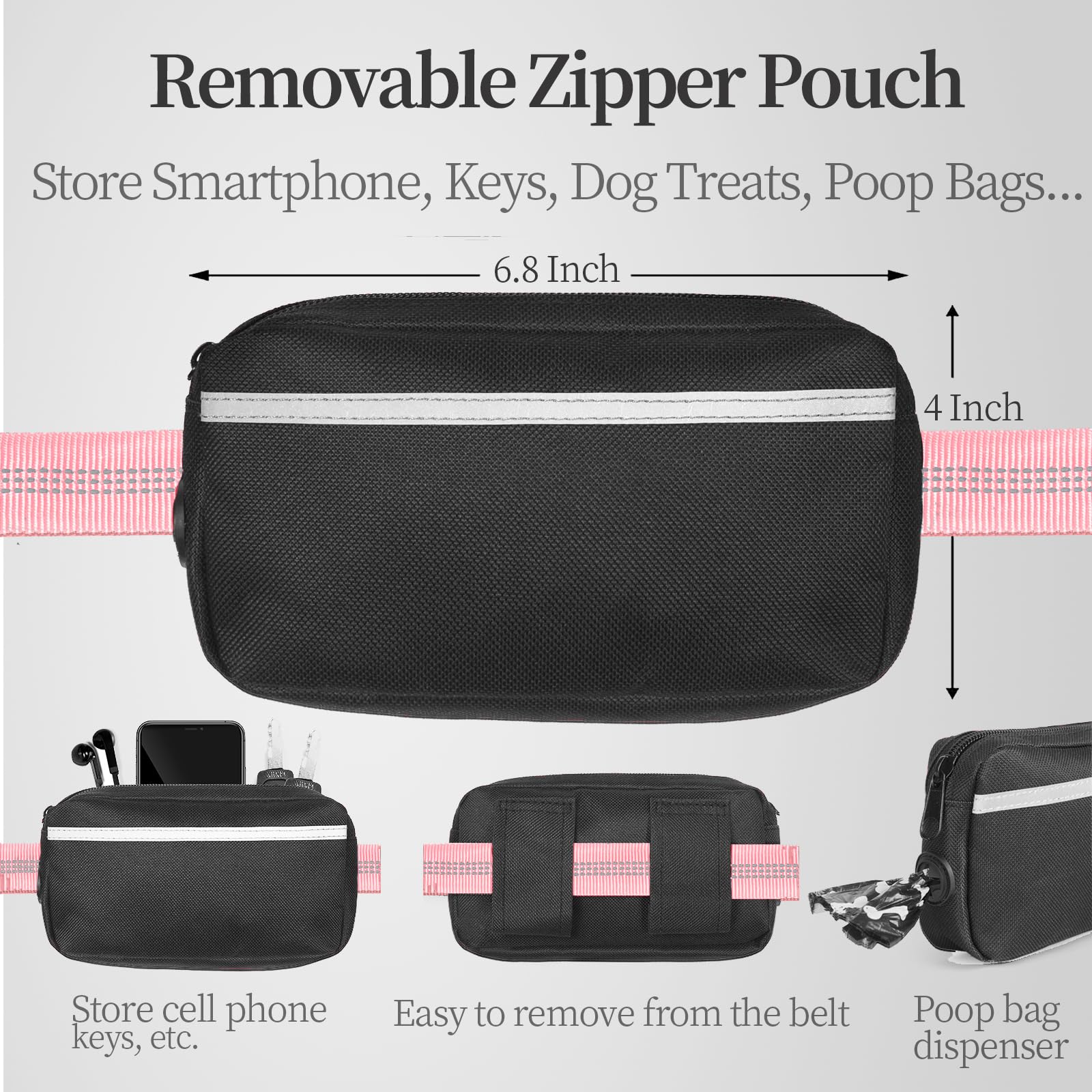 iYoShop leash with dual padded handles provides comfortable grip on jogs.