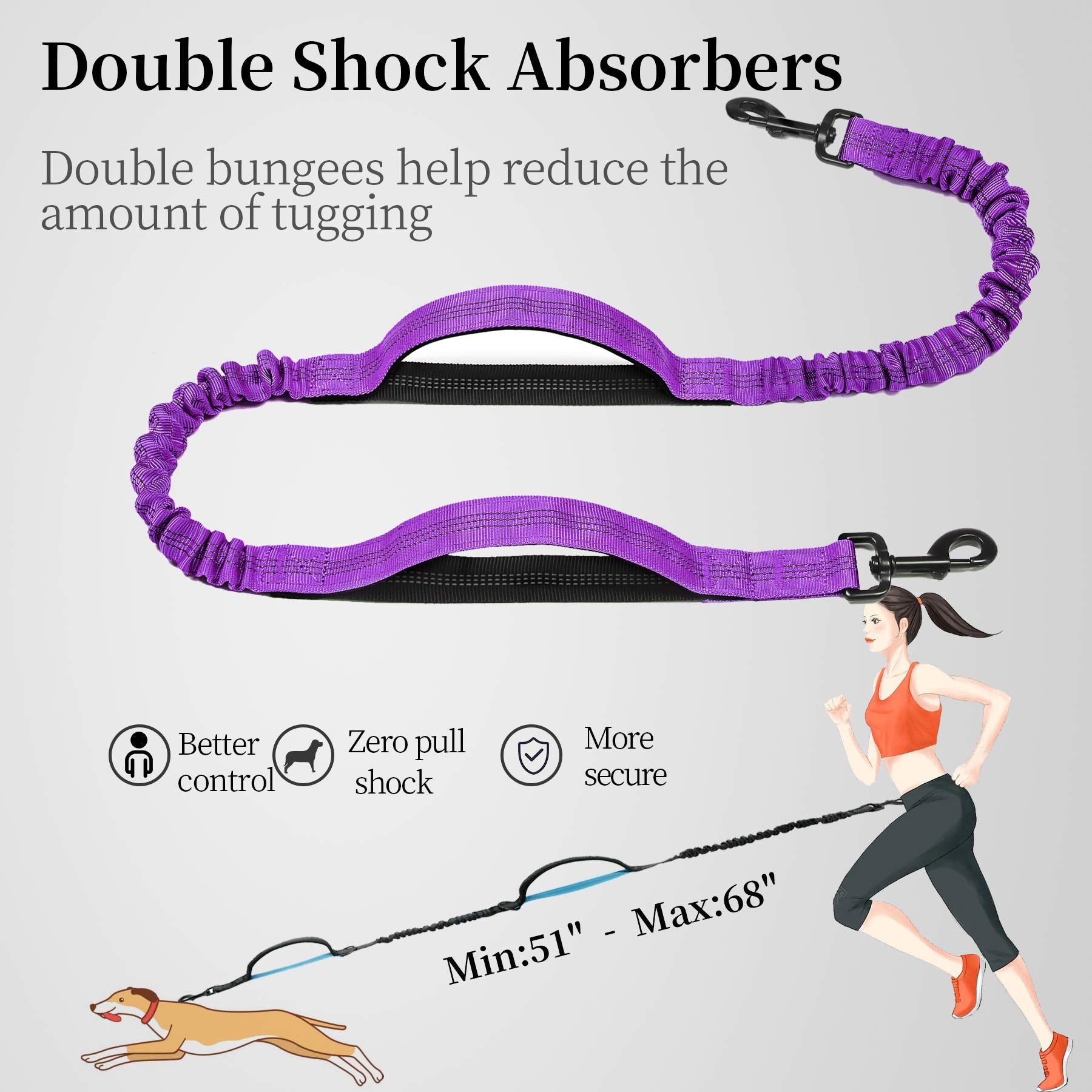 iYoShop waist strap leash with extra handles for hands-free walking