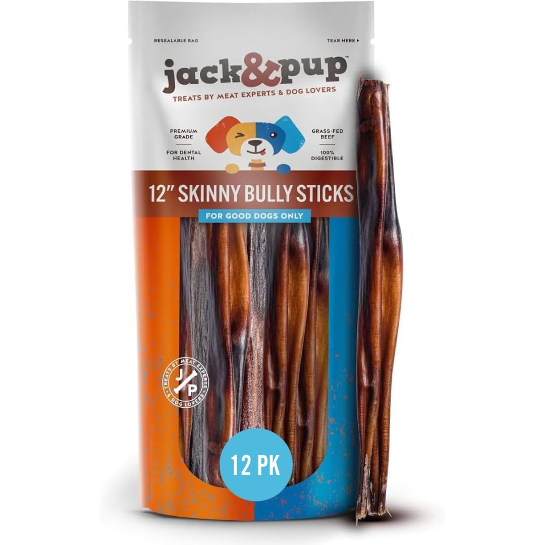 Jack&Pup 12 inch skinny bully sticks pack for small dogs