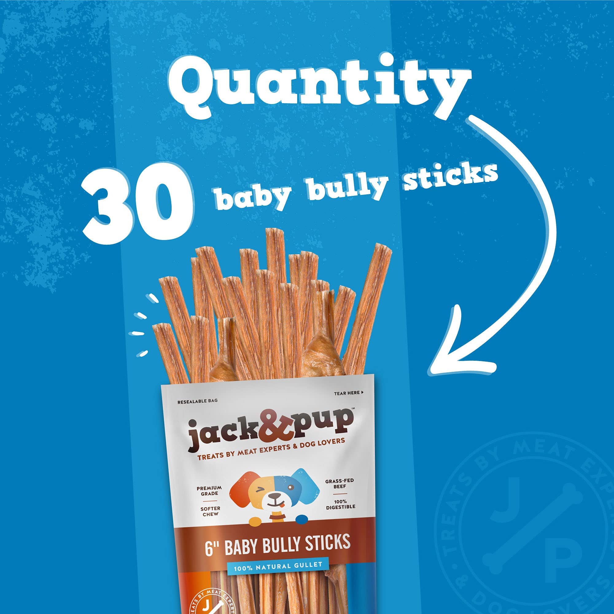 Jack&Pup 6 Inch Bladder Bully Stick offers teething pleasure for dogs