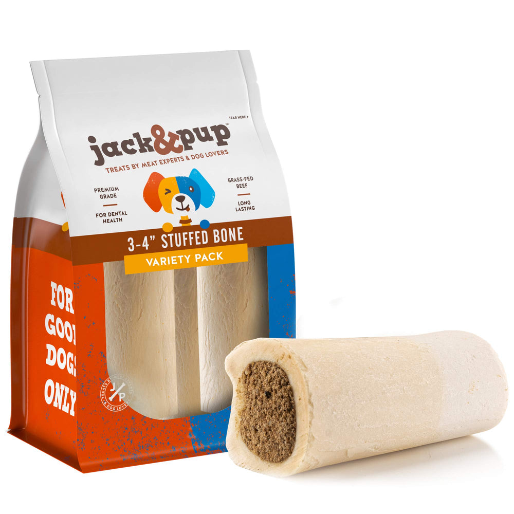 Jack&Pup filled peanut butter bone for dogs, long lasting chew and flavor appeal
