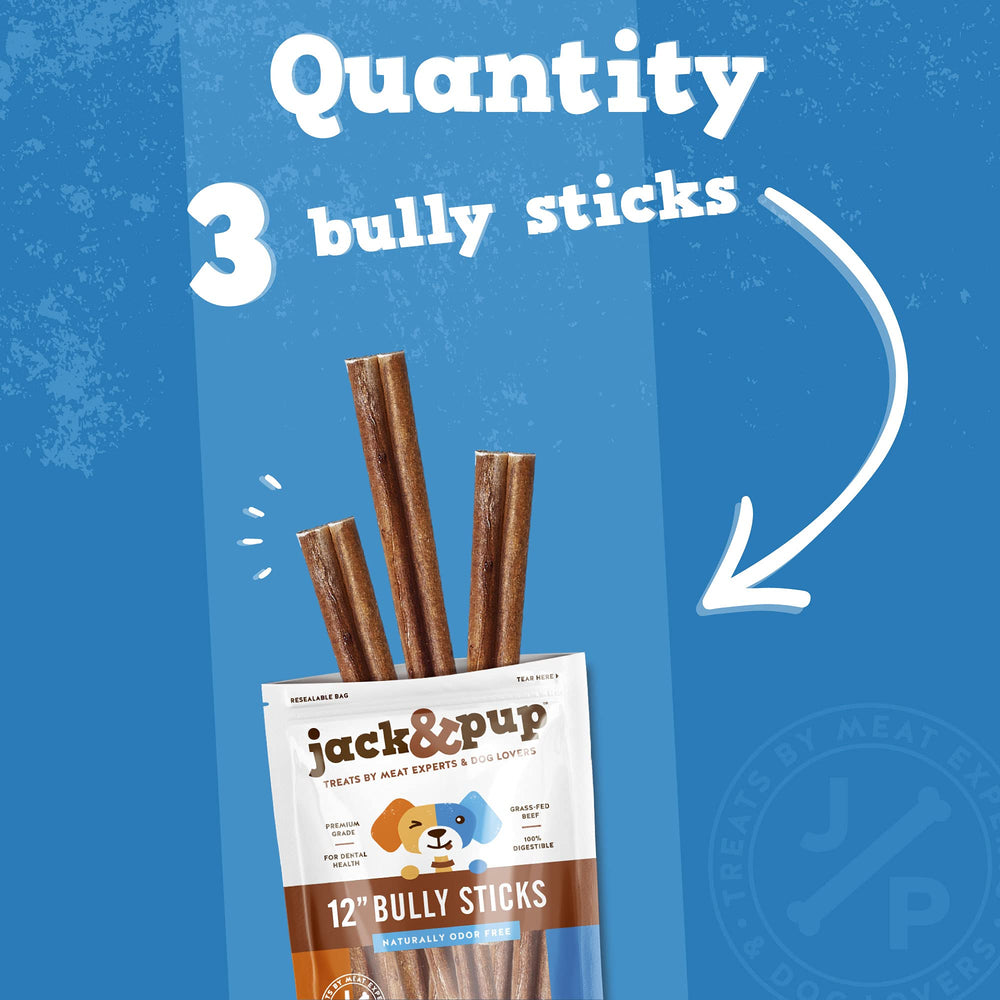 Jack&Pup bully stick texture detail emphasizes natural beef aroma and durable bite.