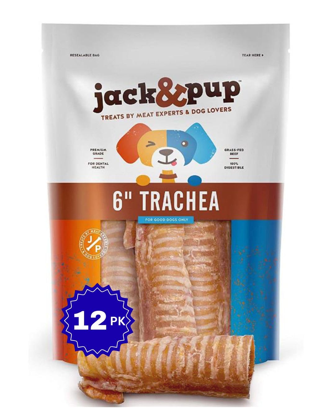 Jack&Pup 6-inch trachea chew pack shot for training and tasty rewards