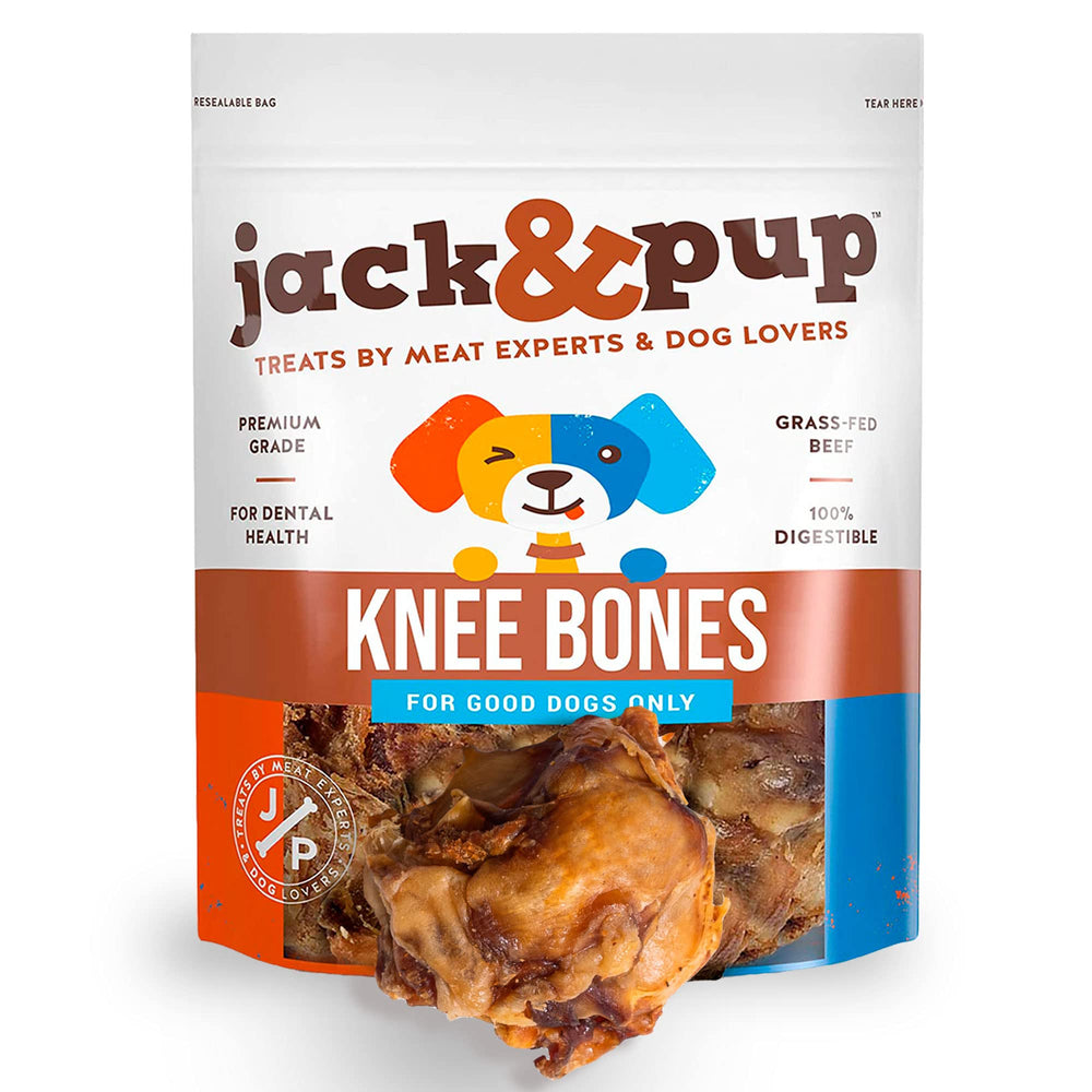 Jack&Pup beef bones knee cap pack for long-lasting chews and enrichment.