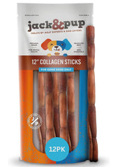 Jack&Pup beef collagen sticks 12-inch for dogs, long-lasting chew