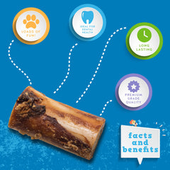 Jack&Pup Beef Marrow Bones 3-inch open-pack scene for chewing