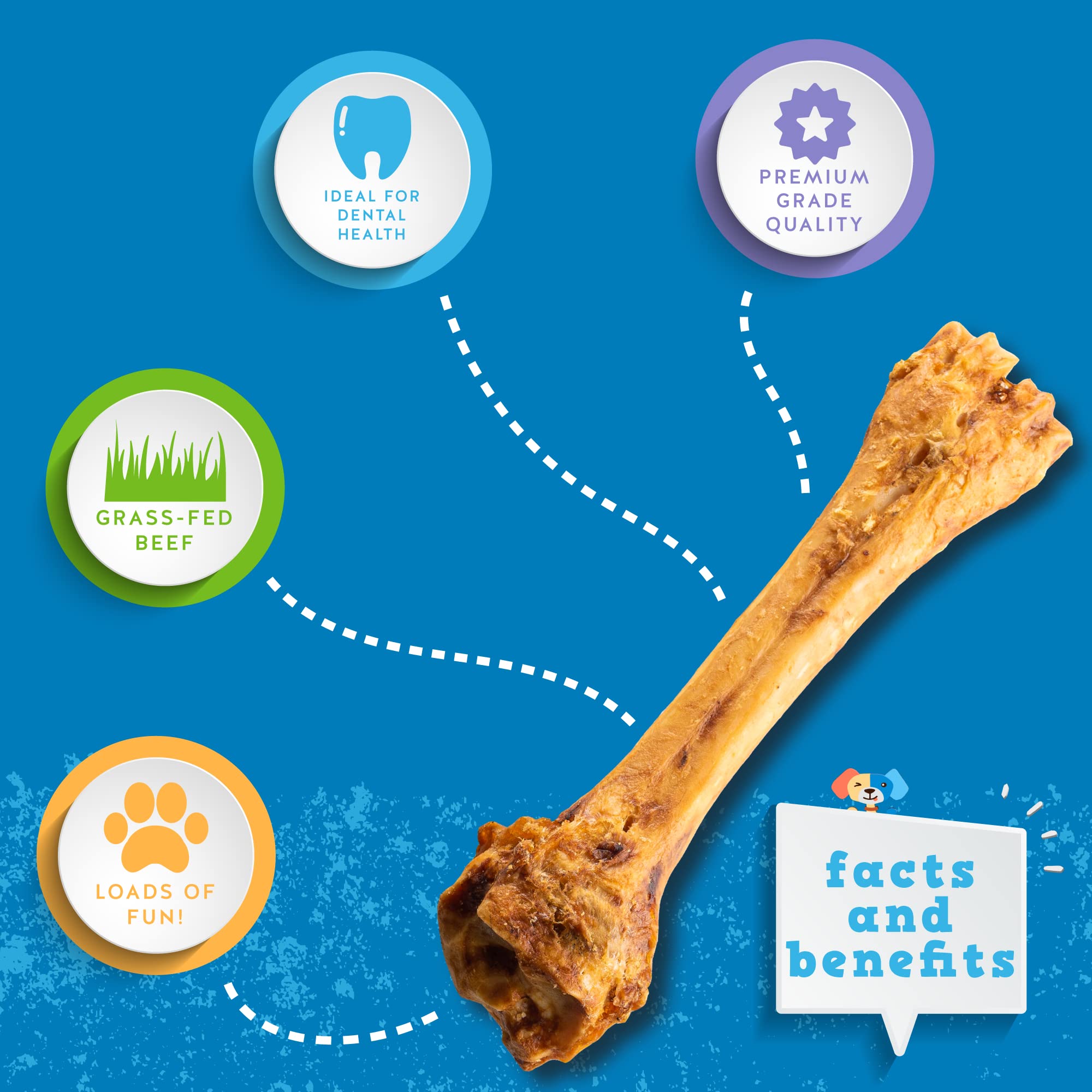 Jack&Pup beef shin bone chew natural digestible snack for dogs