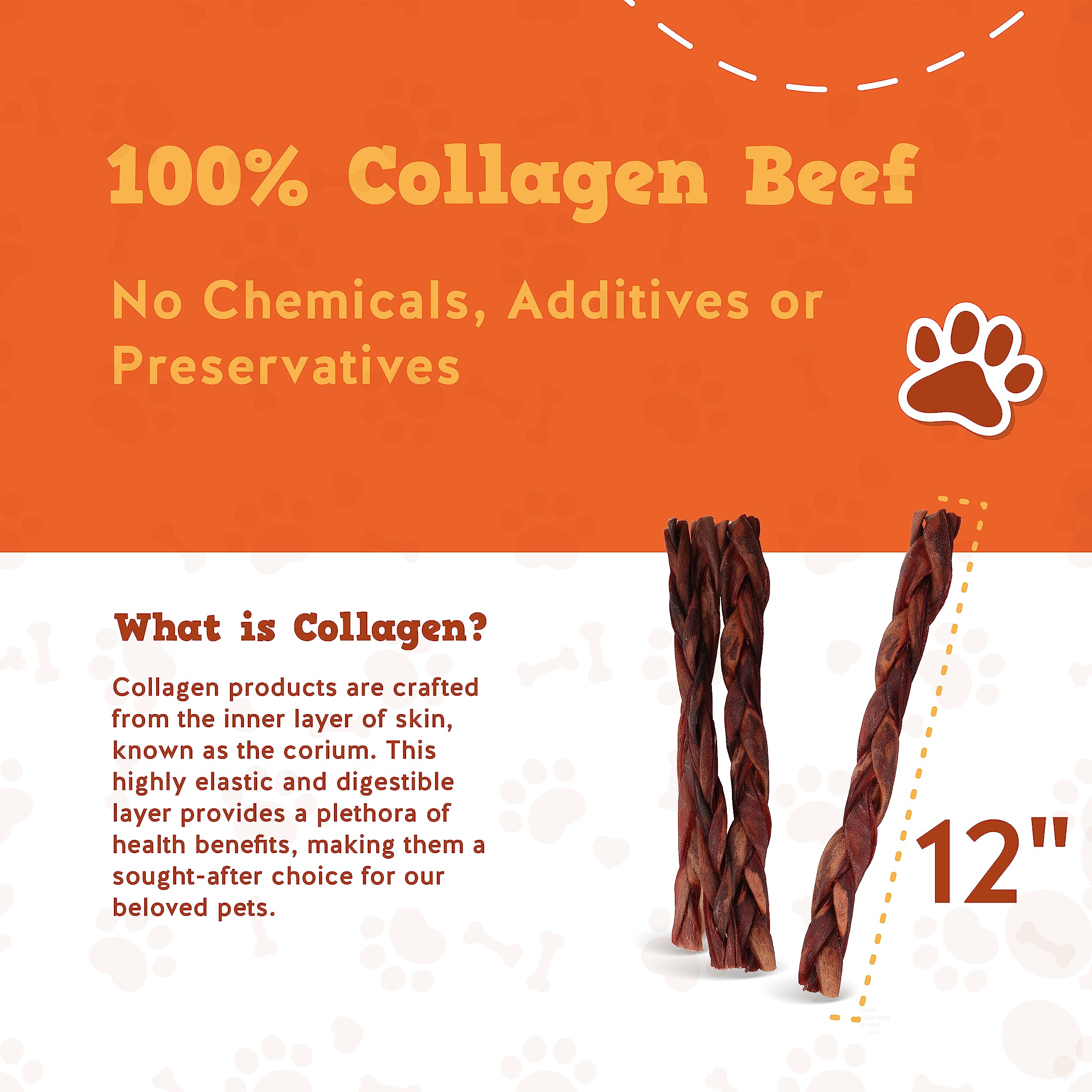 Close-up of texture on Jack&Pup braided collagen chew for dogs.