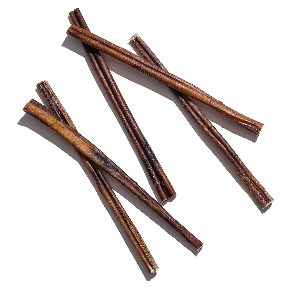 Jack&Pup bully sticks in a 10-pack packaging photo.