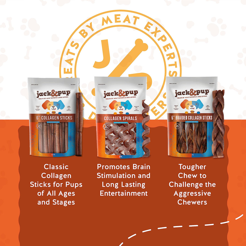 Jack&Pup collagen sticks demonstrating dental-friendly texture for dogs