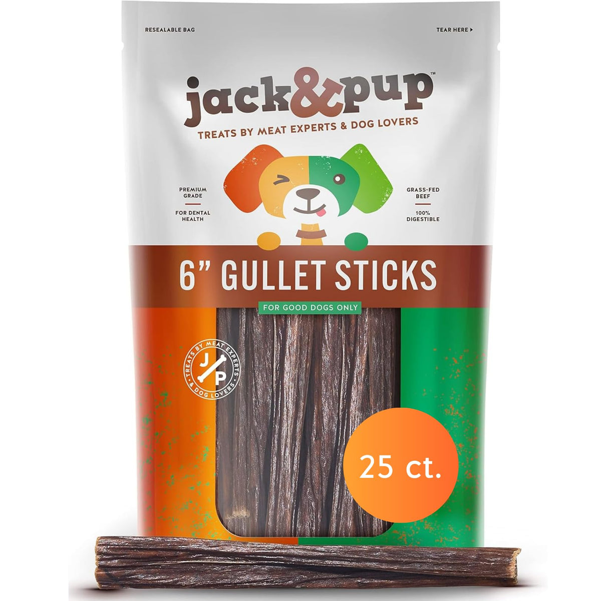 Jack&Pup gullet sticks 6-inch pack promotes long-lasting chews for dogs