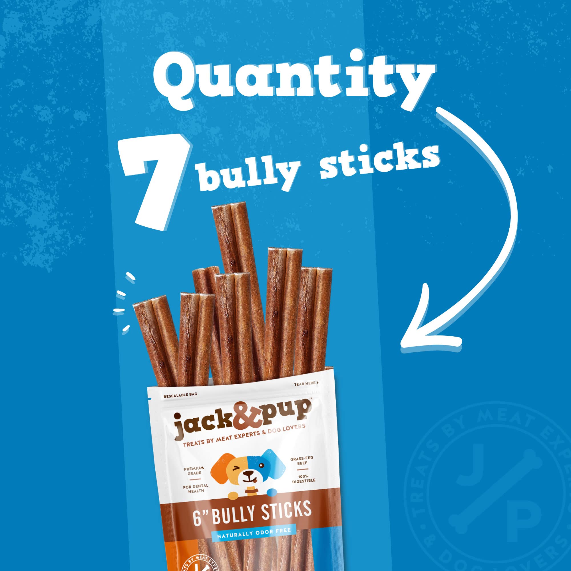 Jack&Pup thick, long-lasting bully stick provides satisfying chew and distraction.