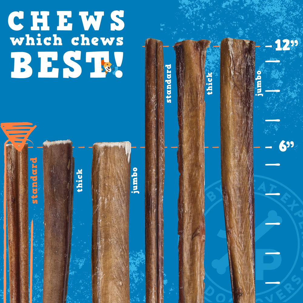Jack&Pup odor-free bully stick with natural beef flavor for mess-free chews.