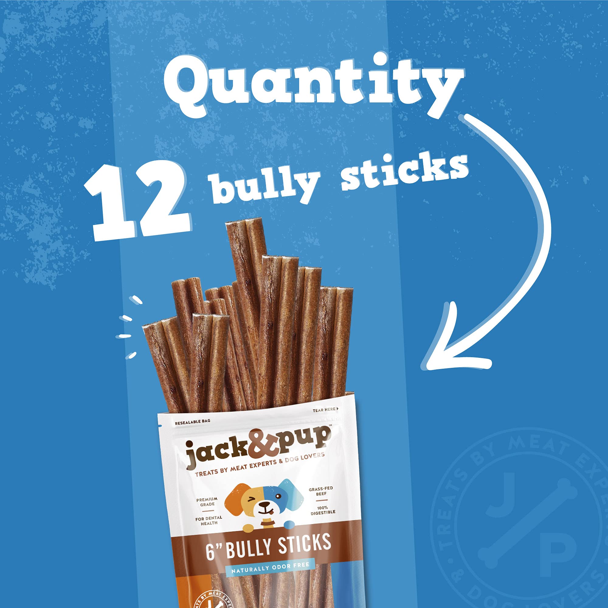 Jack&Pup odor-free bully sticks close-up, keep home smells minimal during chew time.