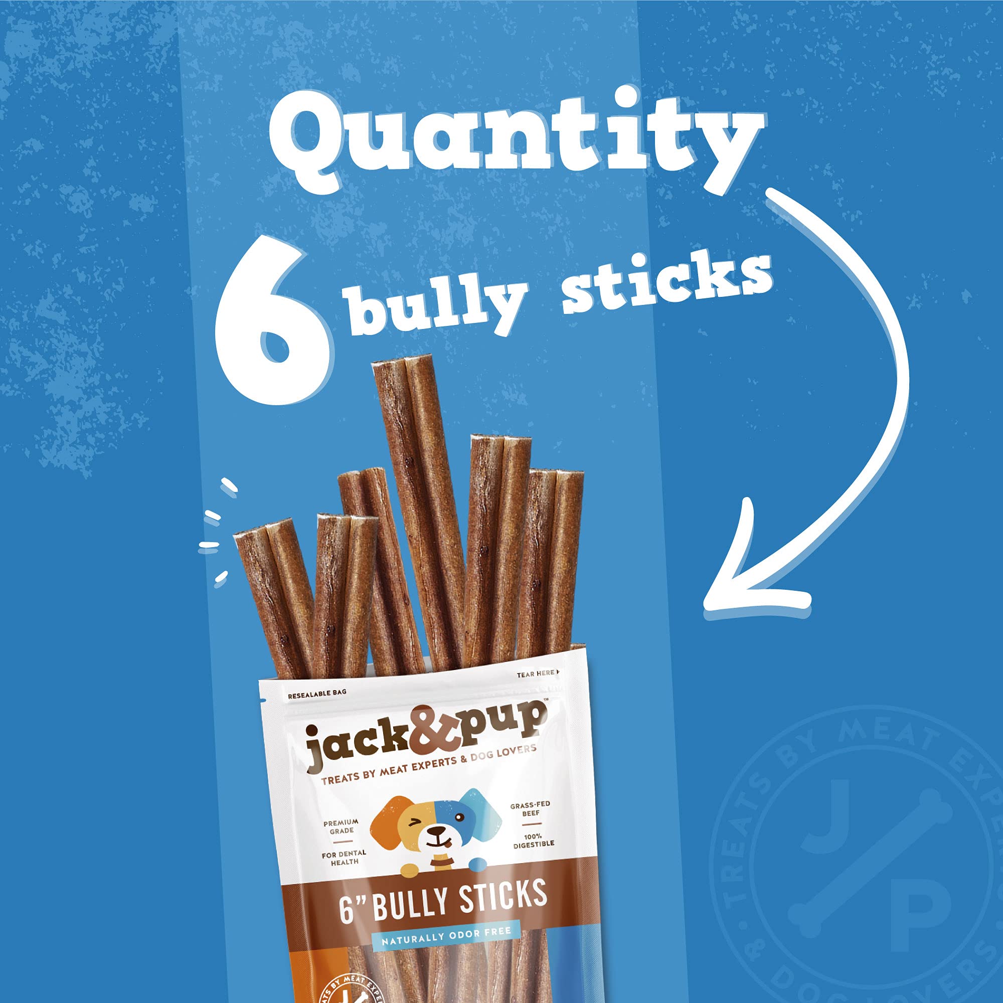Jack&Pup odor-free bully sticks — odor-free chews that keep home smelling pleasant.