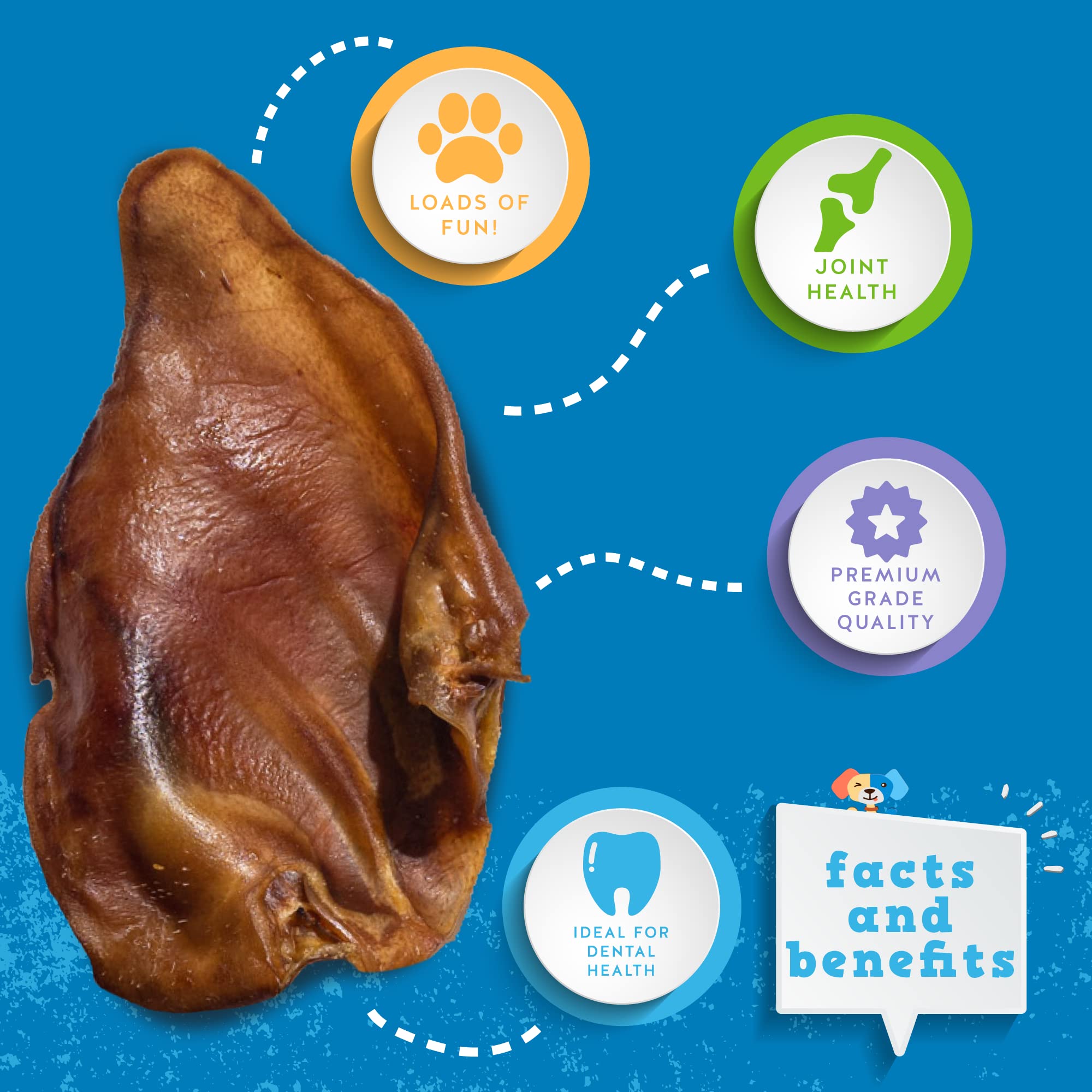 Jack&amp;Pup Pig Ear for Dogs—texture close-up demonstrating durable, single-ingredient chew.
