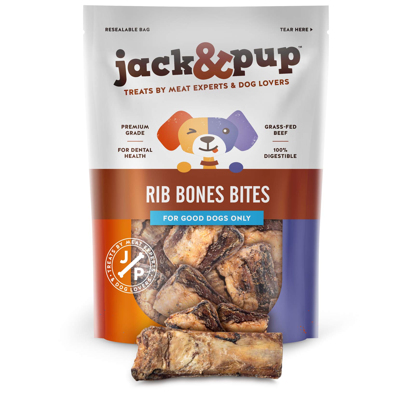 Jack&Pup rib bones for dogs in a 24 oz bag, ready for tasty chews.