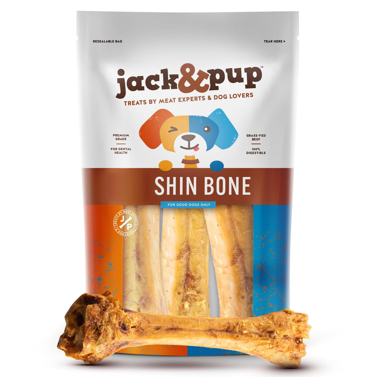 Jack&Pup roasted beef shin bone dog treat for long-lasting medium-to-large chewers