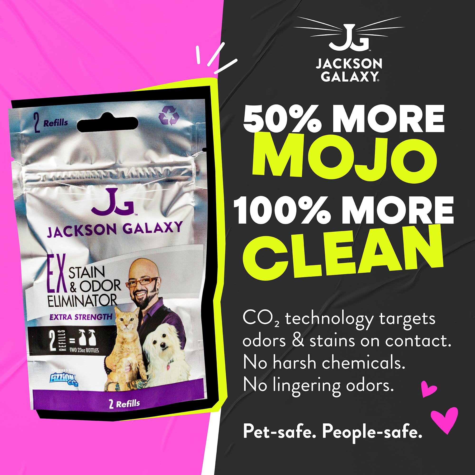 Jackson Galaxy EX two tablets added to bottle to form cleaning solution.