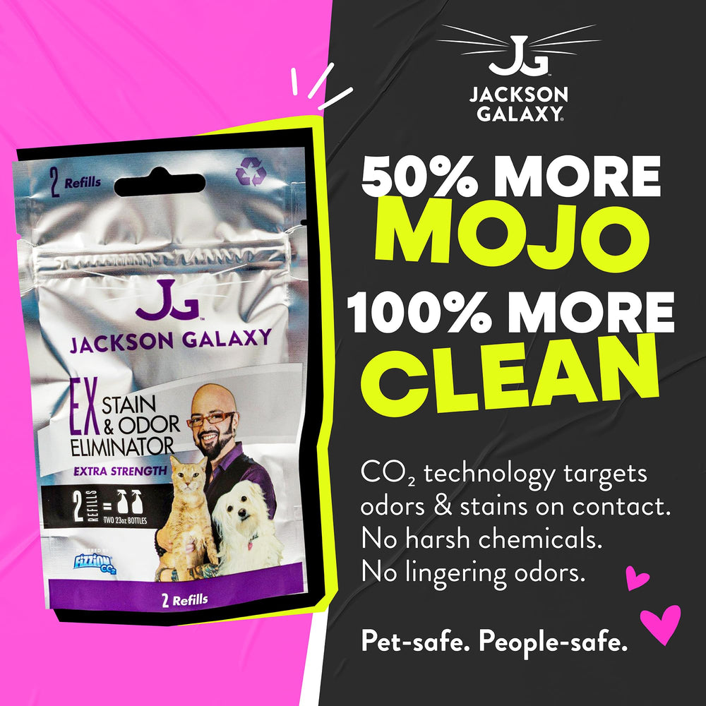 Jackson Galaxy EX two tablets added to bottle to form cleaning solution.