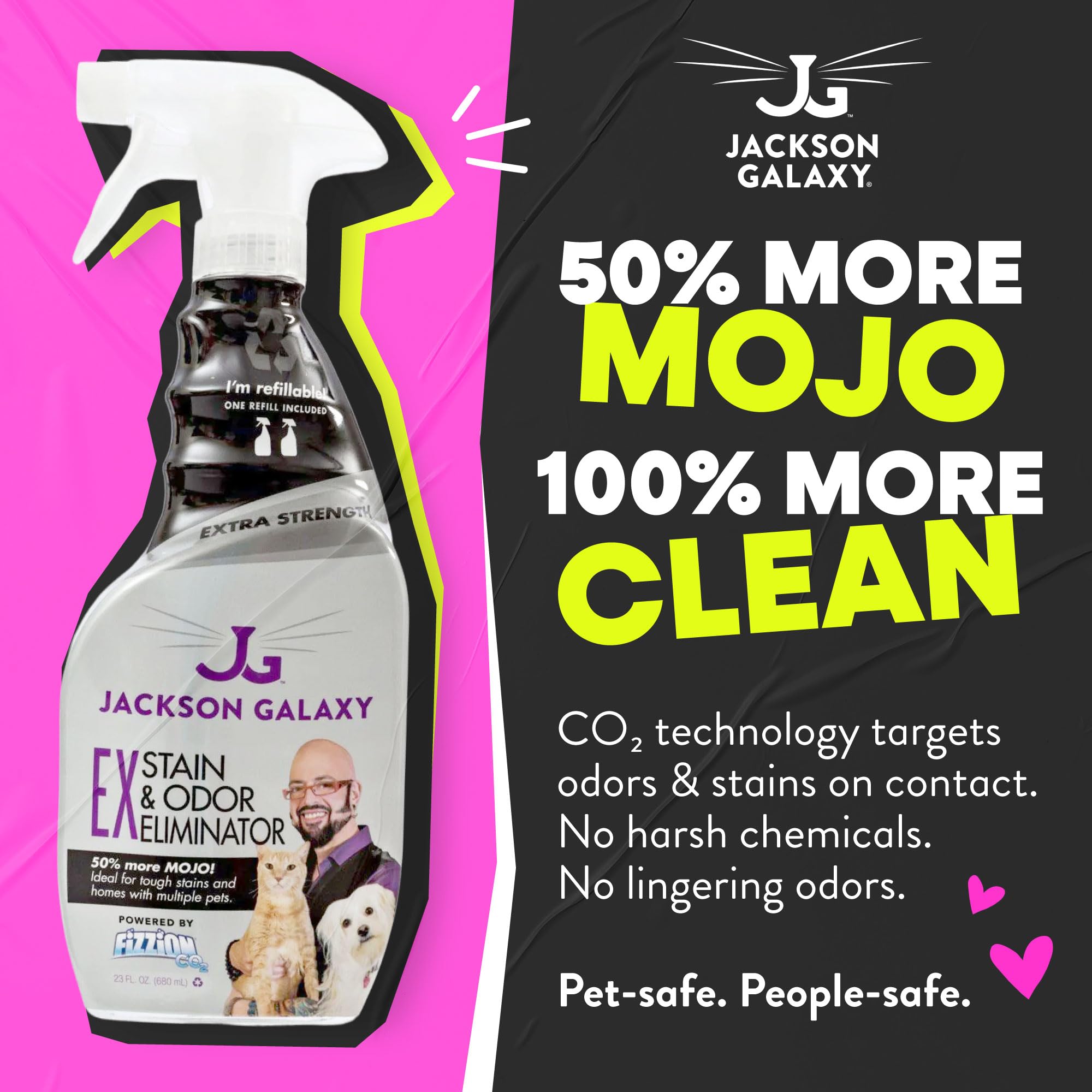 Jackson Galaxy EX tablets being dropped into water to activate 23oz solution