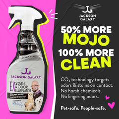 Jackson Galaxy EX tablets being dropped into water to activate 23oz solution