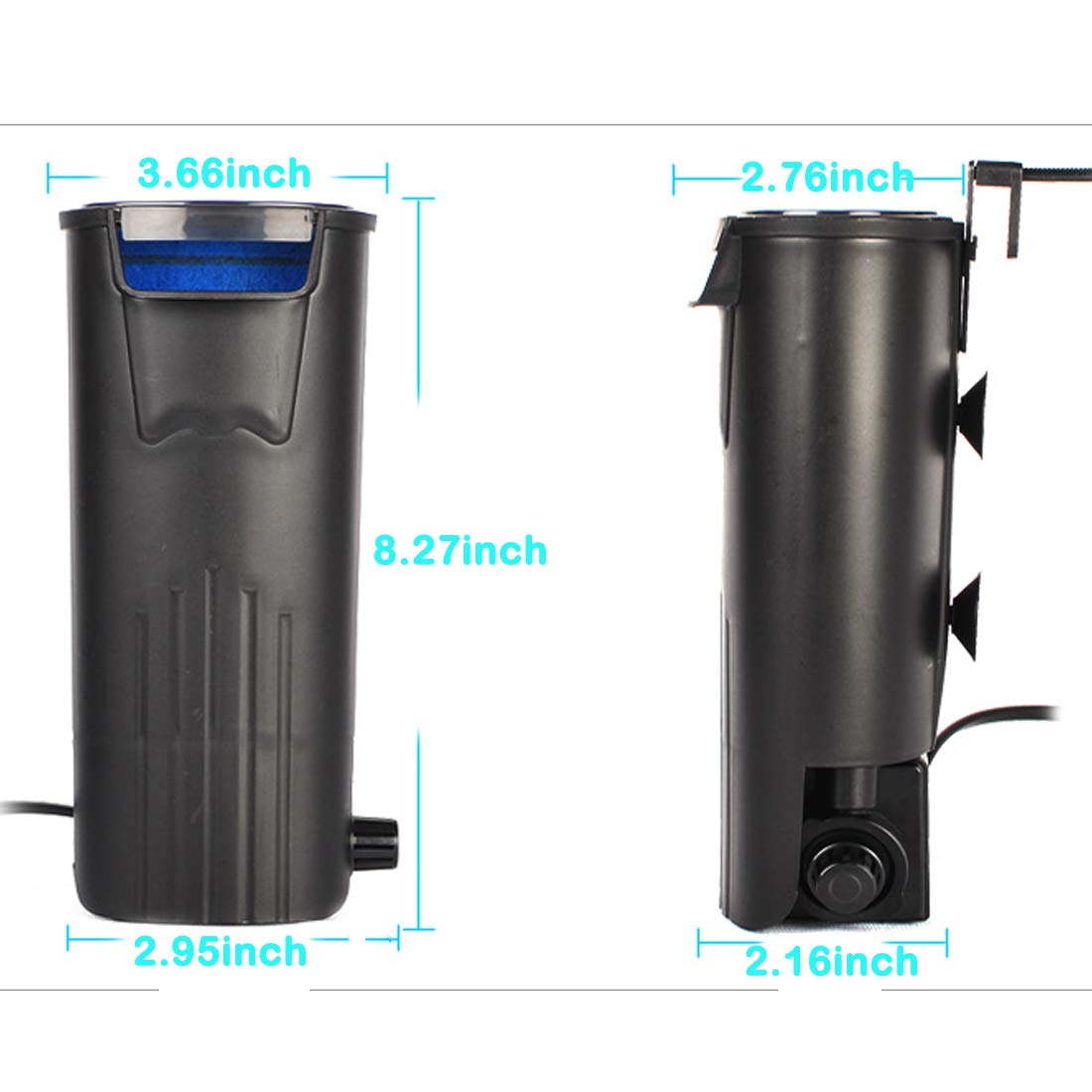 JackSuper internal filter waterfall-rock effect creates natural-looking tank features.