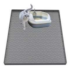 Jacooxi cat litter mat silicone gray traps litter and protects floors.