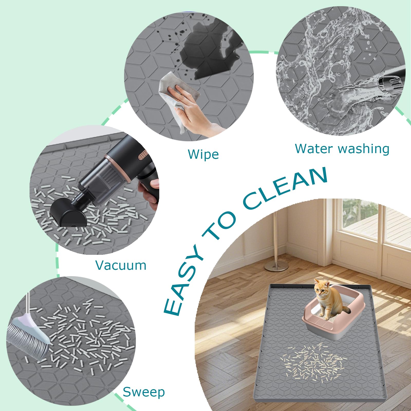 Jacooxi silicone mat is waterproof and easy to rinse after use.
